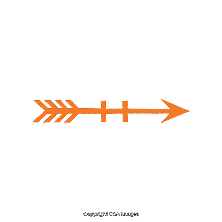 Orange Decorative Arrow With Geometric Design on White Background