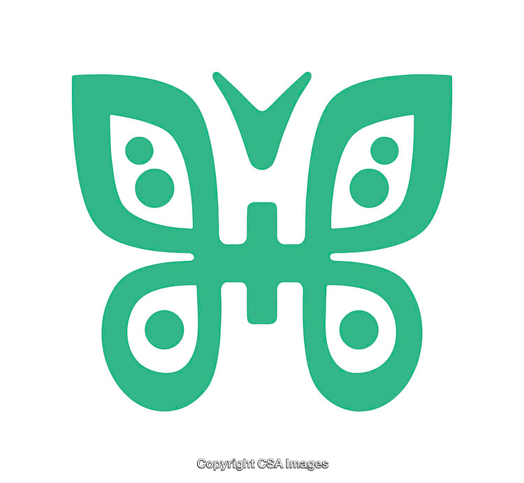 Green Decorative Butterfly Icon with Symmetric Wing Patterns