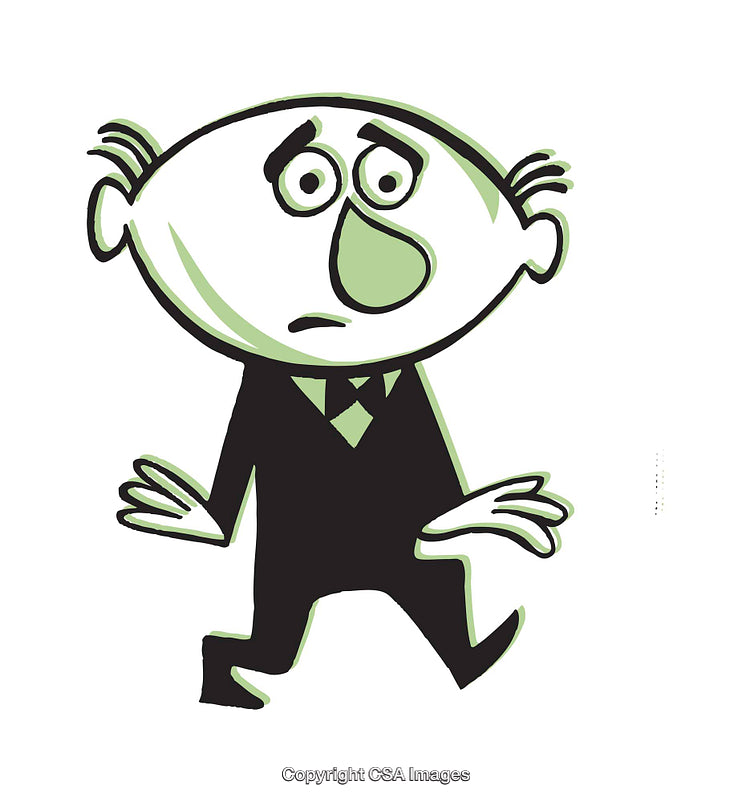 Cartoon Character Portraying Concern in Simple Colorful Illustration Style