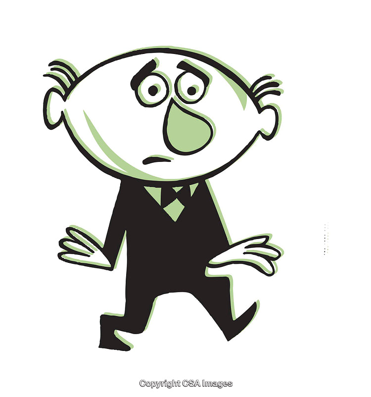 Cartoon Character Portraying Concern in Simple Colorful Illustration Style