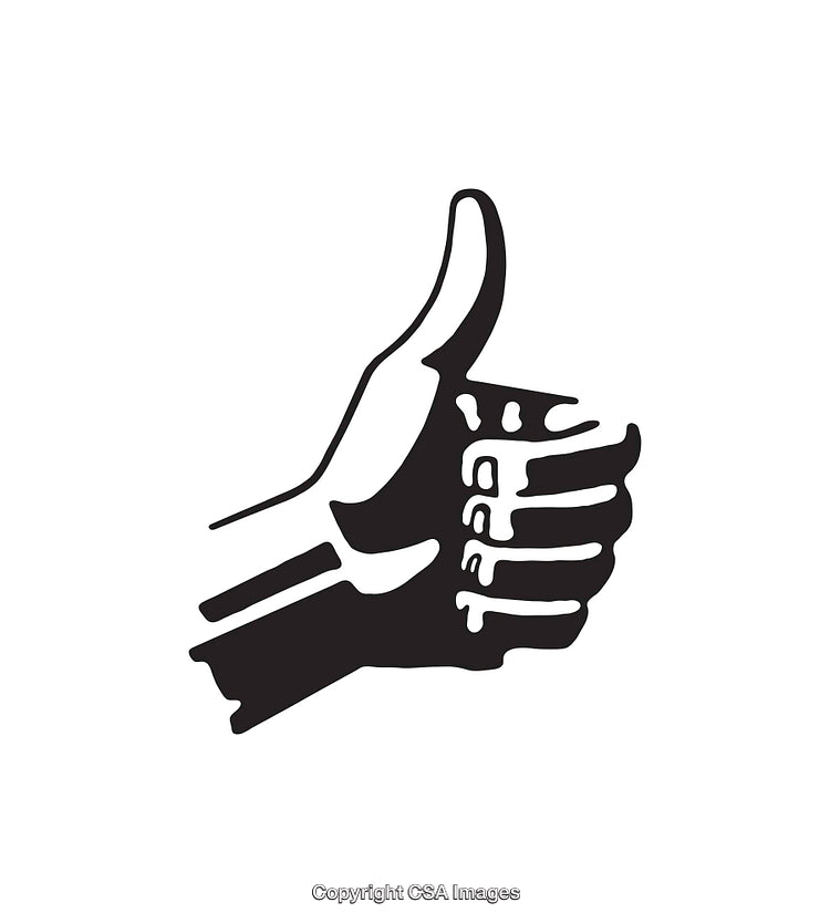 Black-and-White Graphic of a Thumbs Up Gesture Illustration