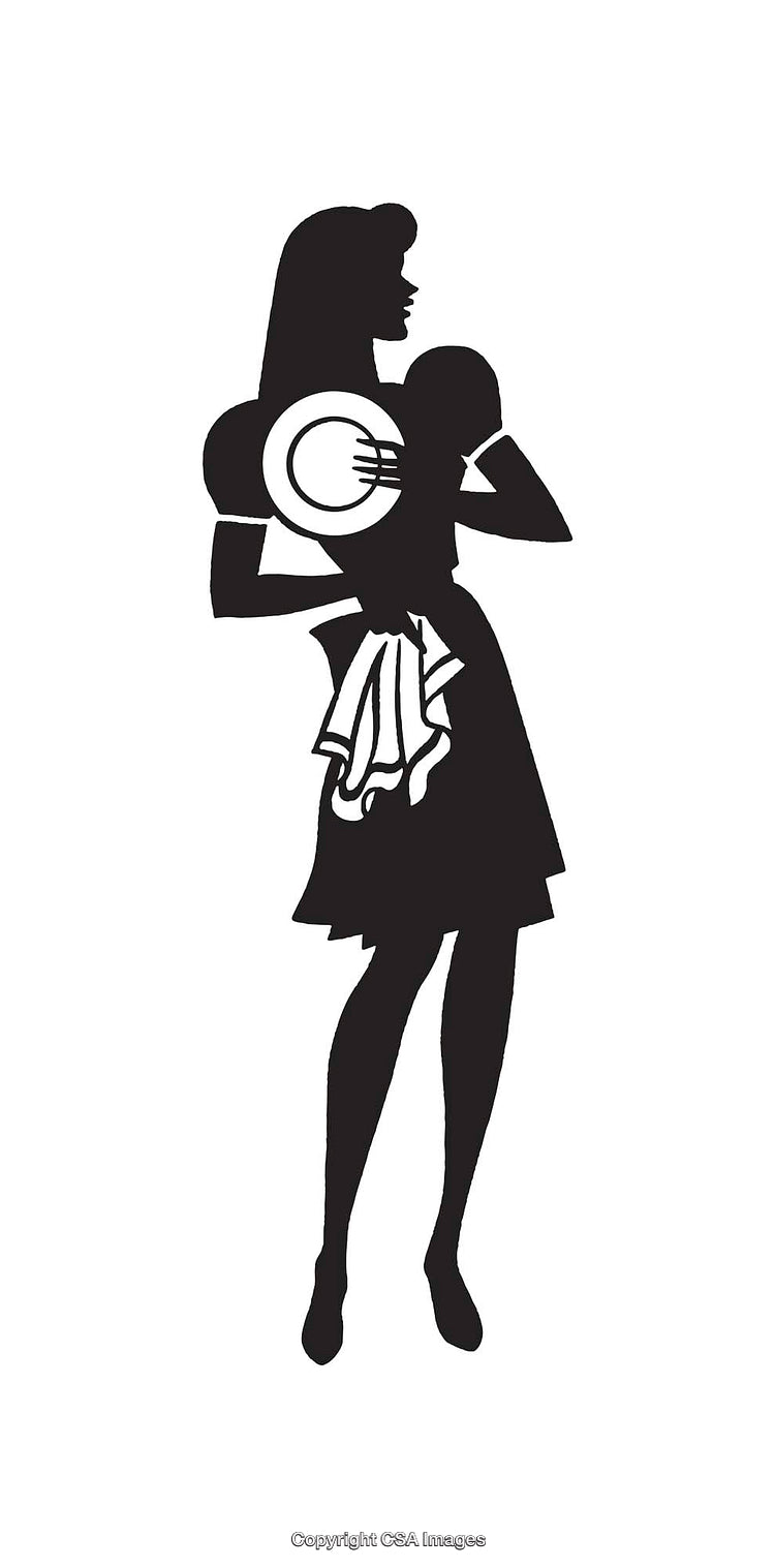 Silhouette of a Woman Washing Dishes with a Vintage Style