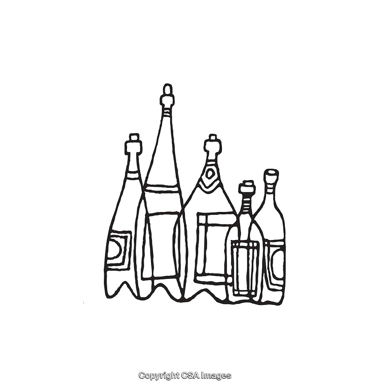Hand-Drawn Line Art of Bottles in a Minimalist Style