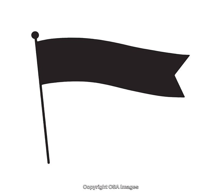 Minimalist Black Silhouette of a Waving Flag Banner Icon