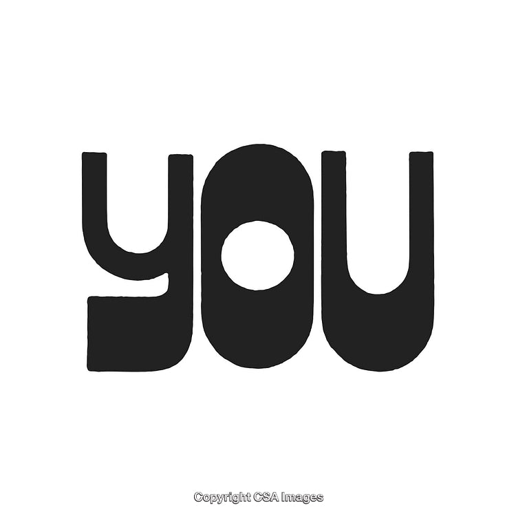 Stylized Black Typography Featuring the Word 'You' on a White Background