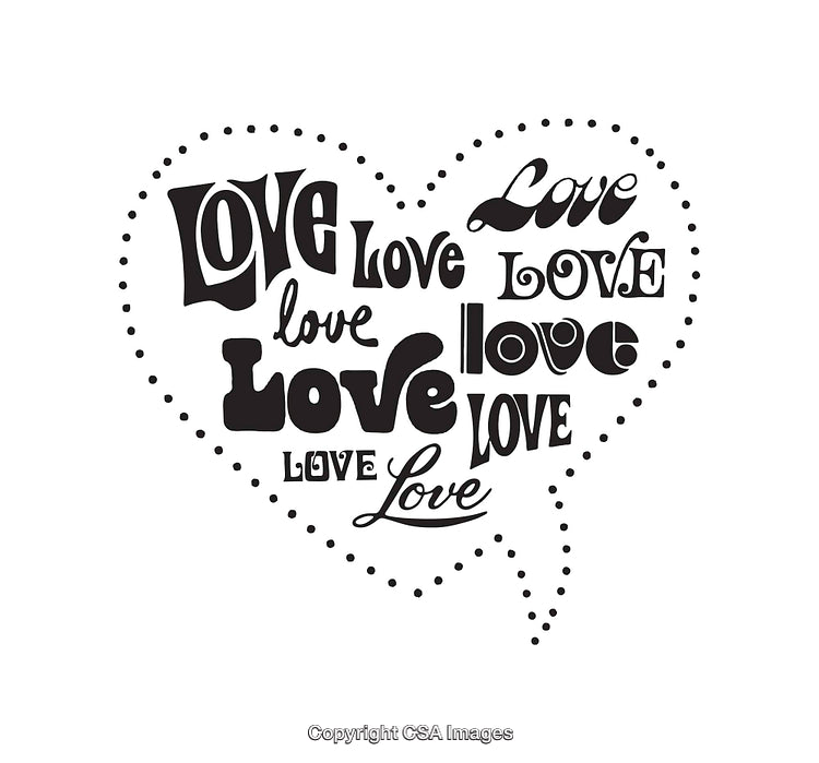 Creative Black and White Heart Design with Typography Word Art