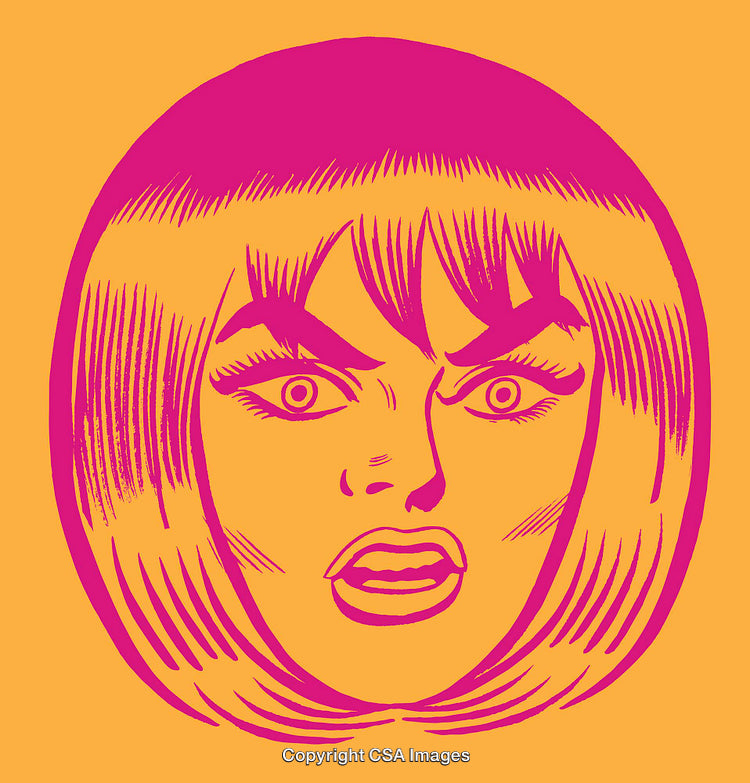 Bold Pop Art Illustration of an Expressive Woman's Face in Vibrant Colors