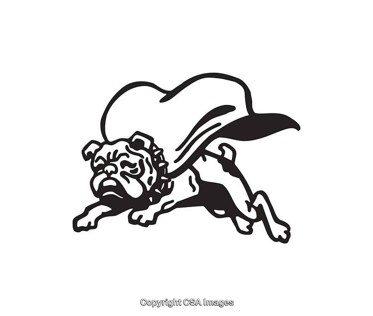 Illustration of a Superhero Bulldog Wearing a Cape in Monochrome Art Style