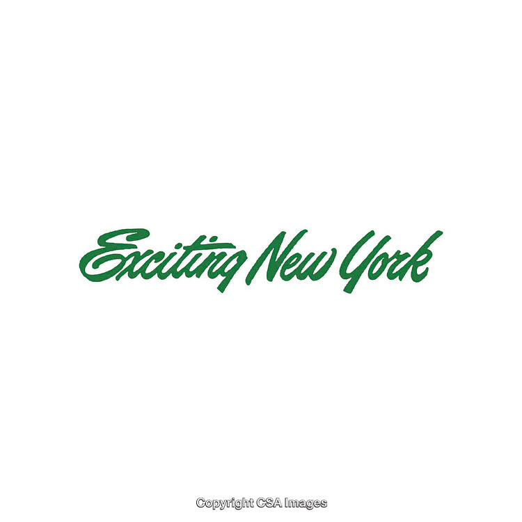 Exciting New York Green Calligraphic Lettering on White Background