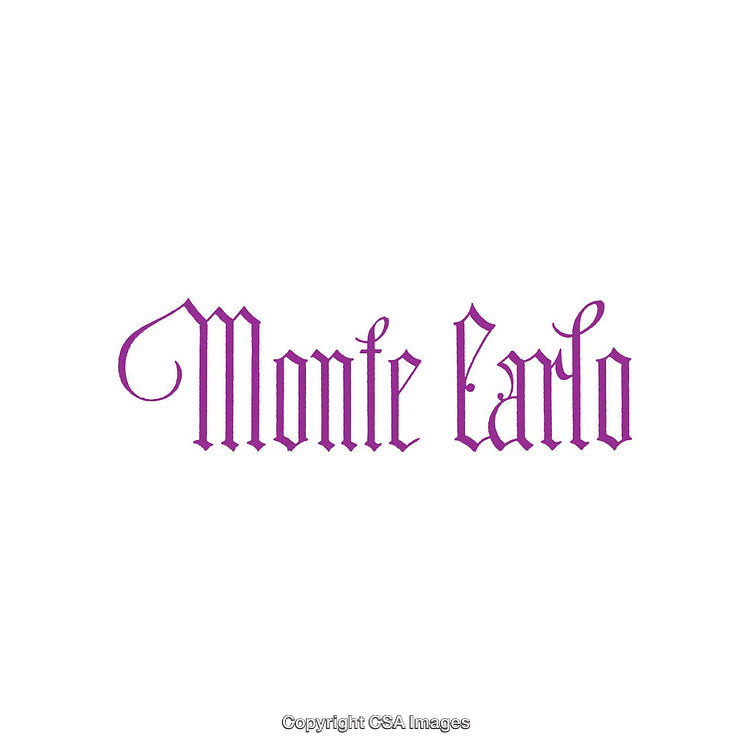 Elegant Purple Monte Carlo Text Design on a White Background
