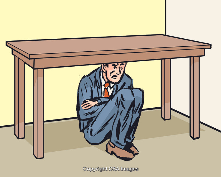 Man Hiding Under Table