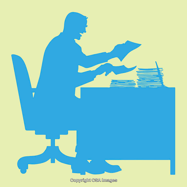 Silhouette of Professional Busy with Documents in an Office Environment