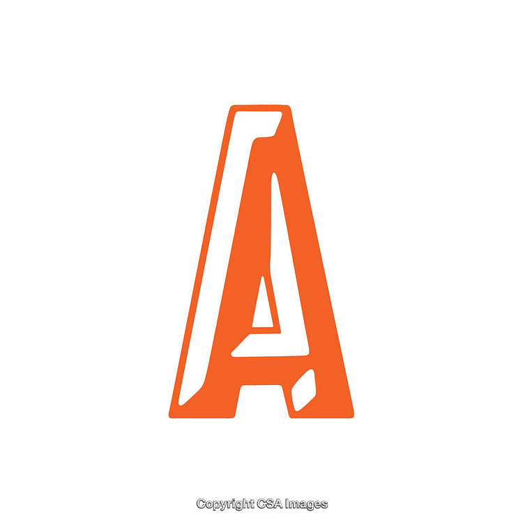 Bold Orange Letter A Typography on White Background