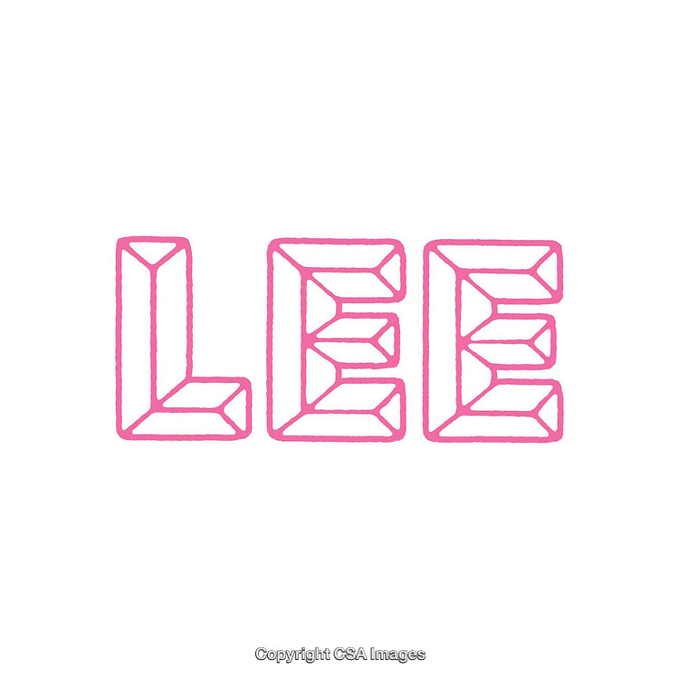 Stylized Geometric Word Art in Pink Typeface on White Background