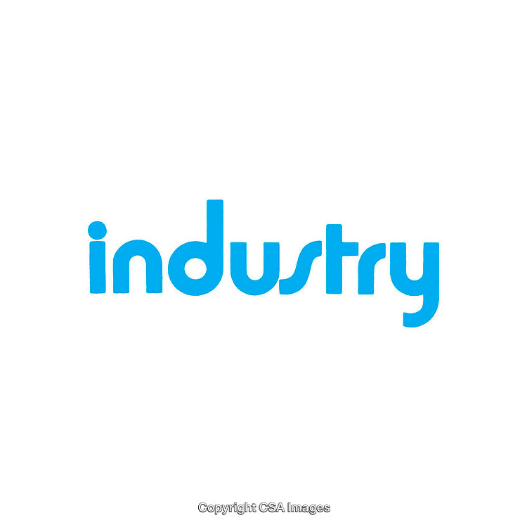 Bold Blue 'Industry' Design on a White Background
