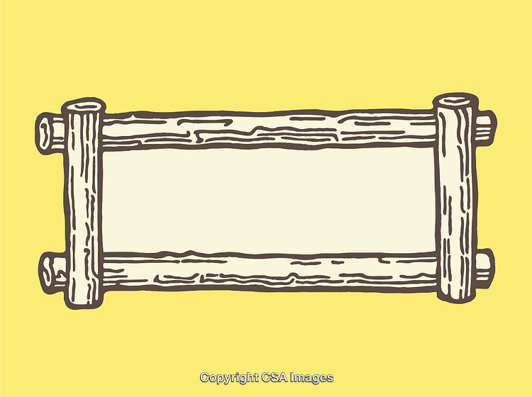Rustic Wooden Frame On Yellow Background for Creative Design and Decor