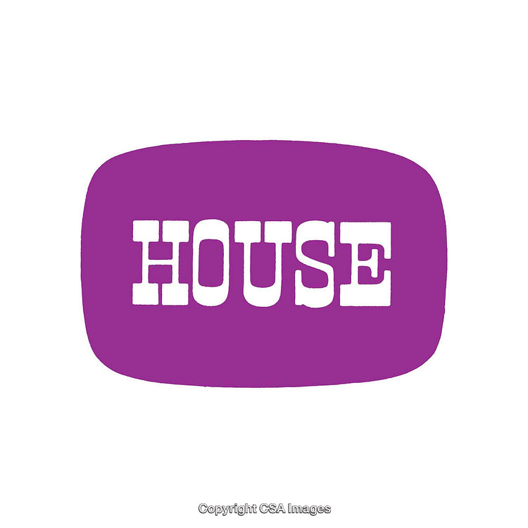 Purple Minimalist Graphic with Bold Typeface Highlighting the Word House