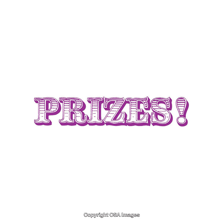 Bold Purple Typographic Artwork Promoting Prizes and Rewards
