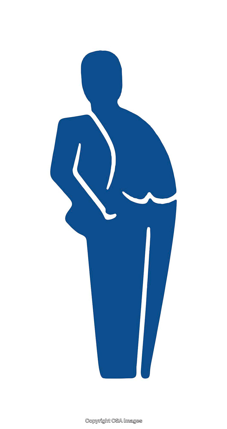 Blue Silhouette Icon of Person Standing in Relaxed Pose