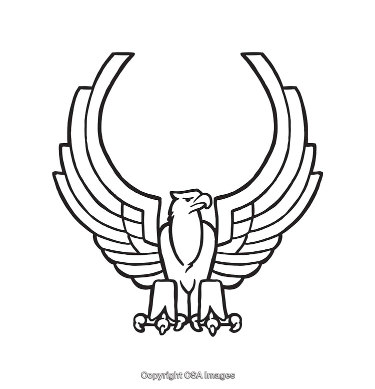 Elegant Black and White Line Art of a Stylized Eagle Emblem