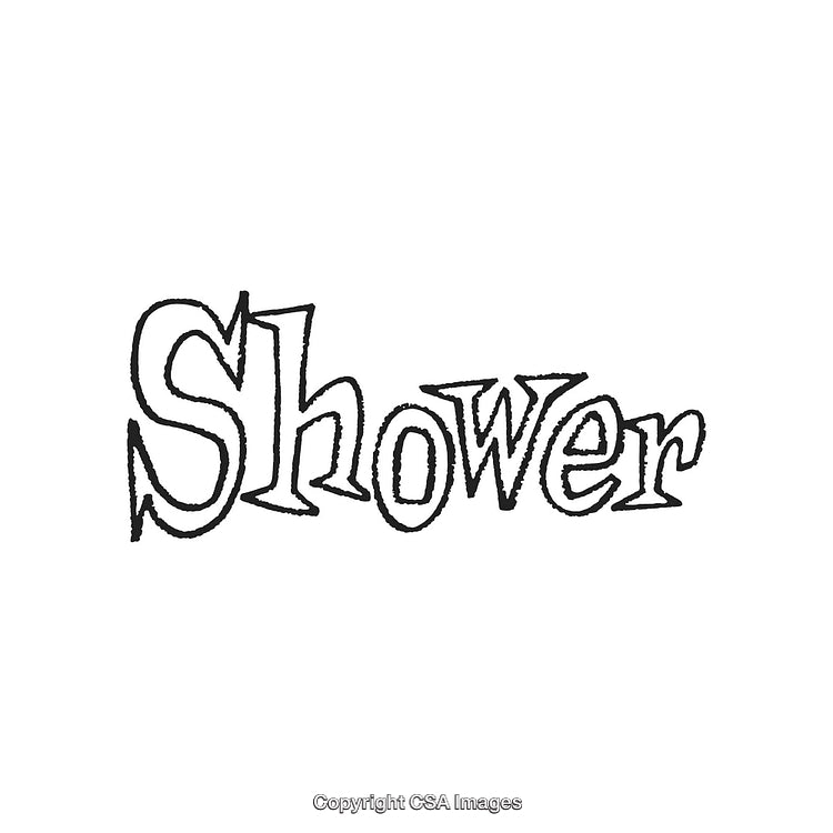 Creative Artistic Text Representation of the Word 'Shower' in Black and White
