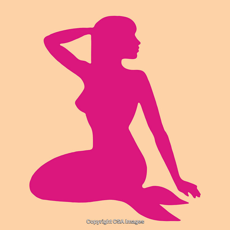 Pink Mermaid Silhouette Design on a Neutral Background