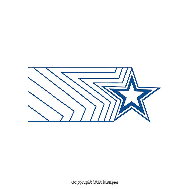 Geometric Blue Star Design with Stylish Striped Pattern on White