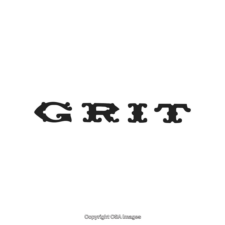Abstract Typography of Grit with Unique Font Style on White Background
