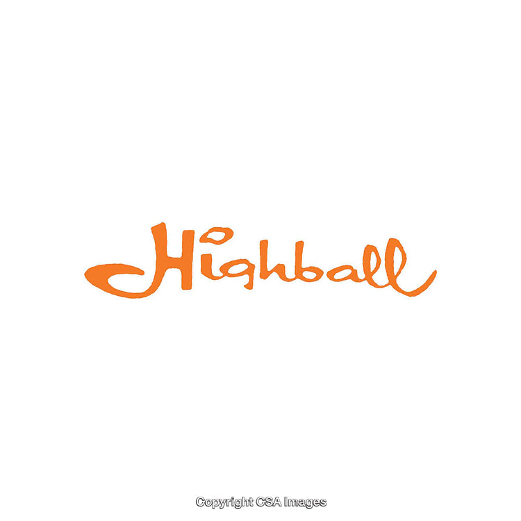Bold Orange Handwritten Highball Logo on a White Background