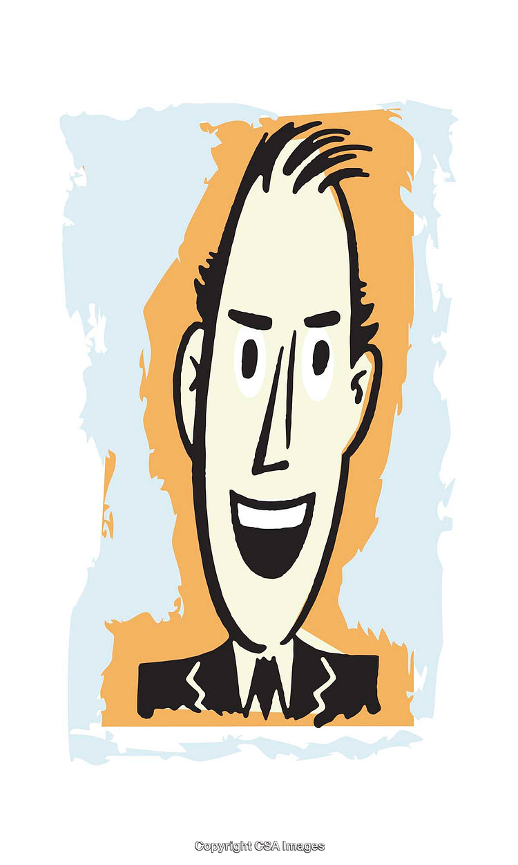 Colorful Illustration of a Cheerful Man in a Fun Cartoon Style