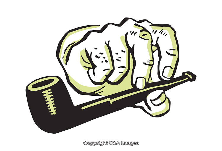 Hand Holding a Pipe in Stylized Color Illustration