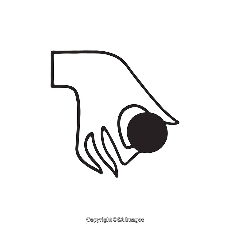 Minimalistic Black and White Hand Icon Holding a Circle Symbol