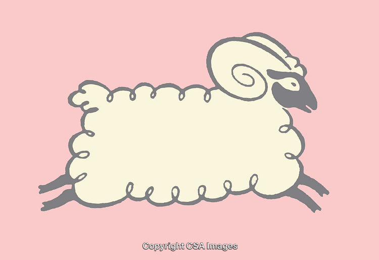 Colorful Line Illustration of a Sheep On a Pastel Background