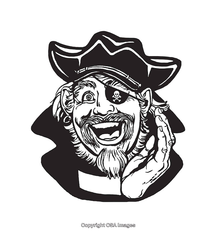 Detailed Line Art Illustration of a Happy Pirate Figure