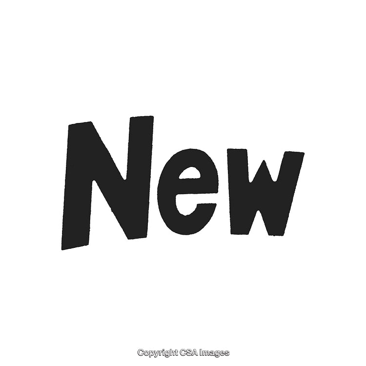 Bold Black Text Illustration of the Word 'New' on White Background