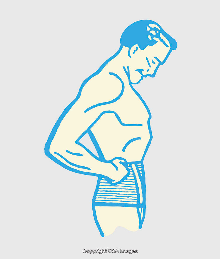 Color Line Art Illustration of a Man Checking His Waist Measurement