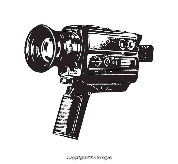 Vintage Black and White Handheld Camera Illustration Line Art