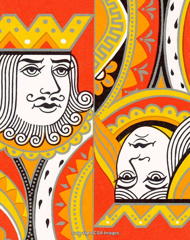 Colorful King and Queen Playing Card Detailed Illustration
