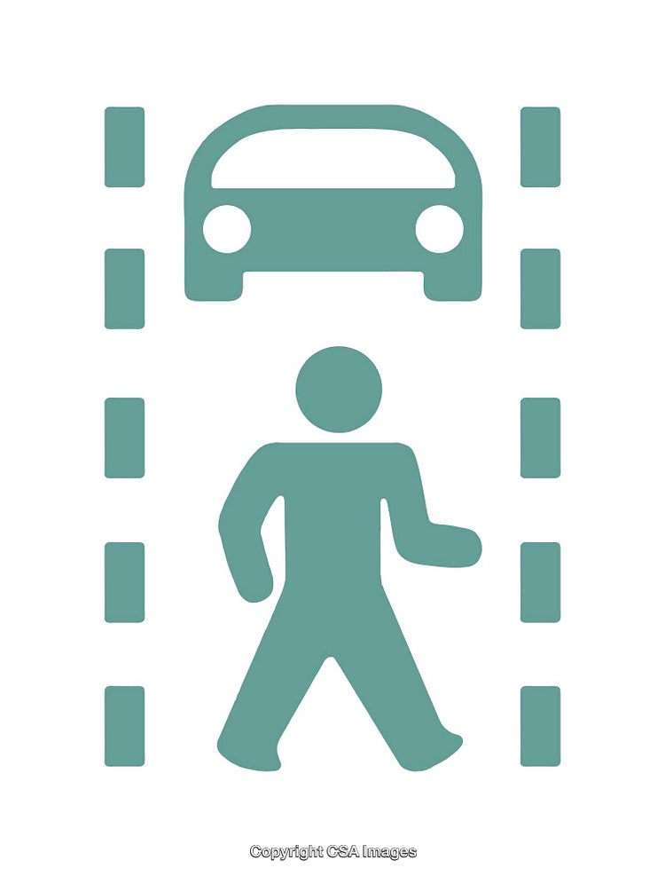 Illustration of Crosswalk Icon with Pedestrian and Car Icons