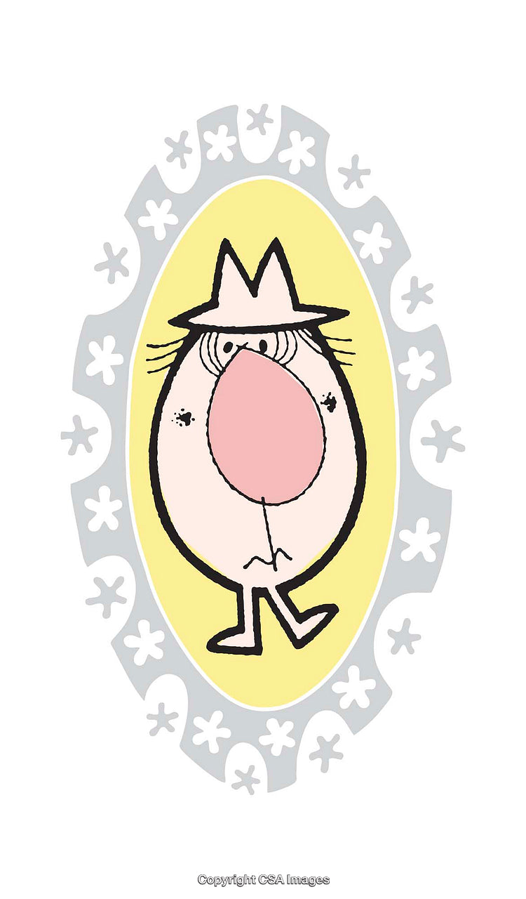 Cartoon Character Illustration in Decorative Oval Frame