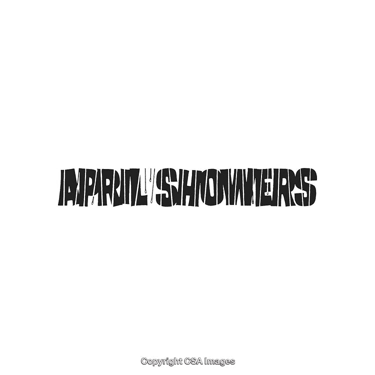 Abstract Stylized Text with Distorted Lettering on White Background
