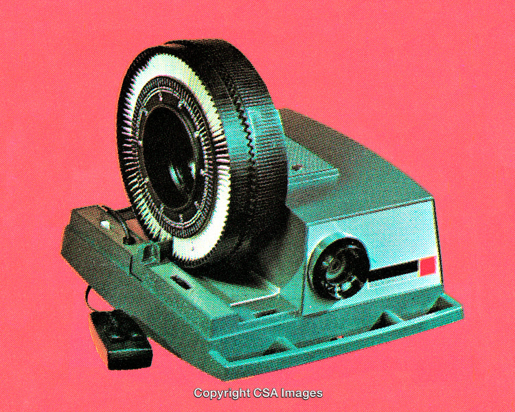 Retro Slide Projector on Pink Background with Stylish Pop Art Design