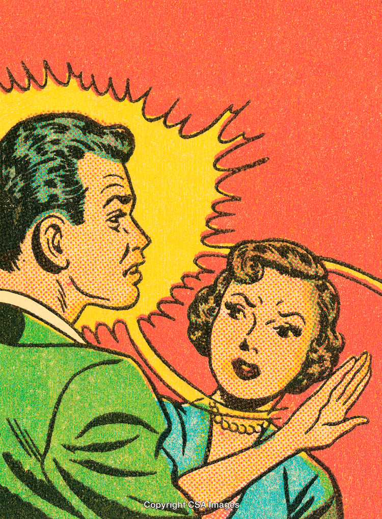 Retro Comic Style Illustration of a Dramatic Encounter