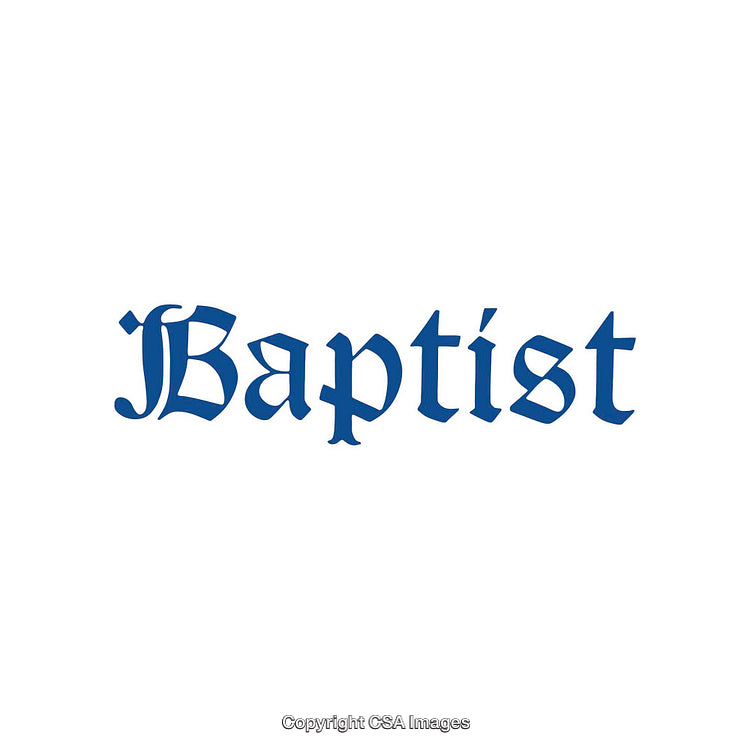 Elegant Blue Lettering Art Featuring the Word Baptist in a Classic Style
