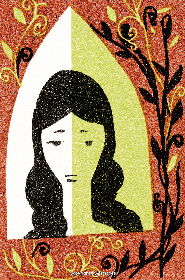 Stylized Portrait of a Woman in an Ornate Decorative Setting