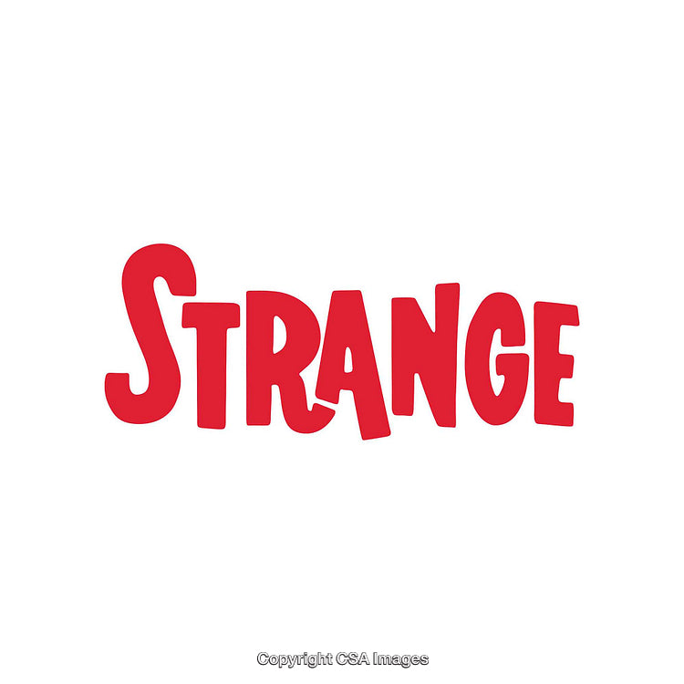 Bold Red Text Displaying the Word Strange on White Background