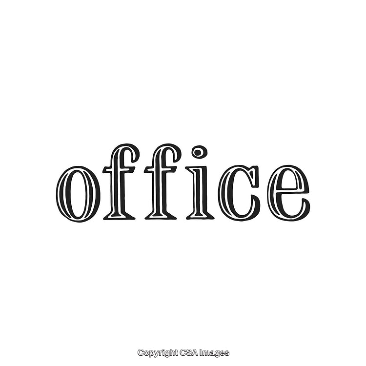 Vintage Black and White Typography Design Featuring the Word Office