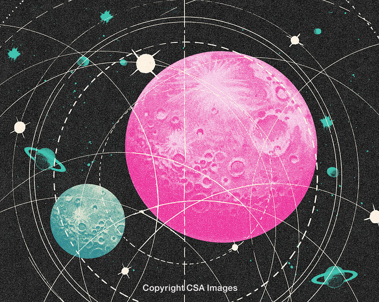 Vibrant Celestial Art Depicting Colorful Planets and Orbits in Space