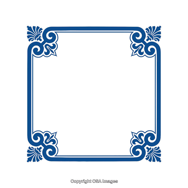 Elegant Blue Decorative Frame Design With Ornamental Corner Embellishments