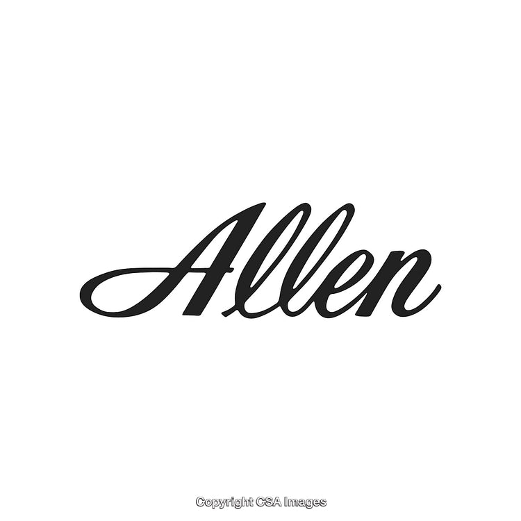 Elegant Calligraphy Text Design Featuring the Name Allen in Black